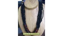 Black Beaded combain Wooden Rings Fashion Necklace